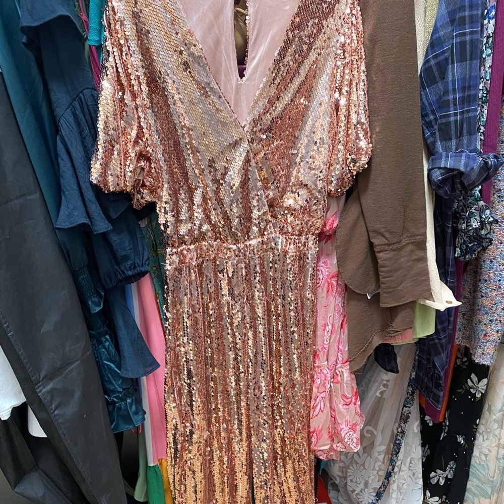 Sparkly rose gold jumpsuit